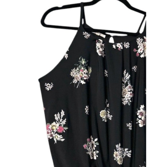 Maurices Black Floral Halter Maxi‎ Dress S Wedding Cruise Vacation Cottagecore - Picture 9 of 16